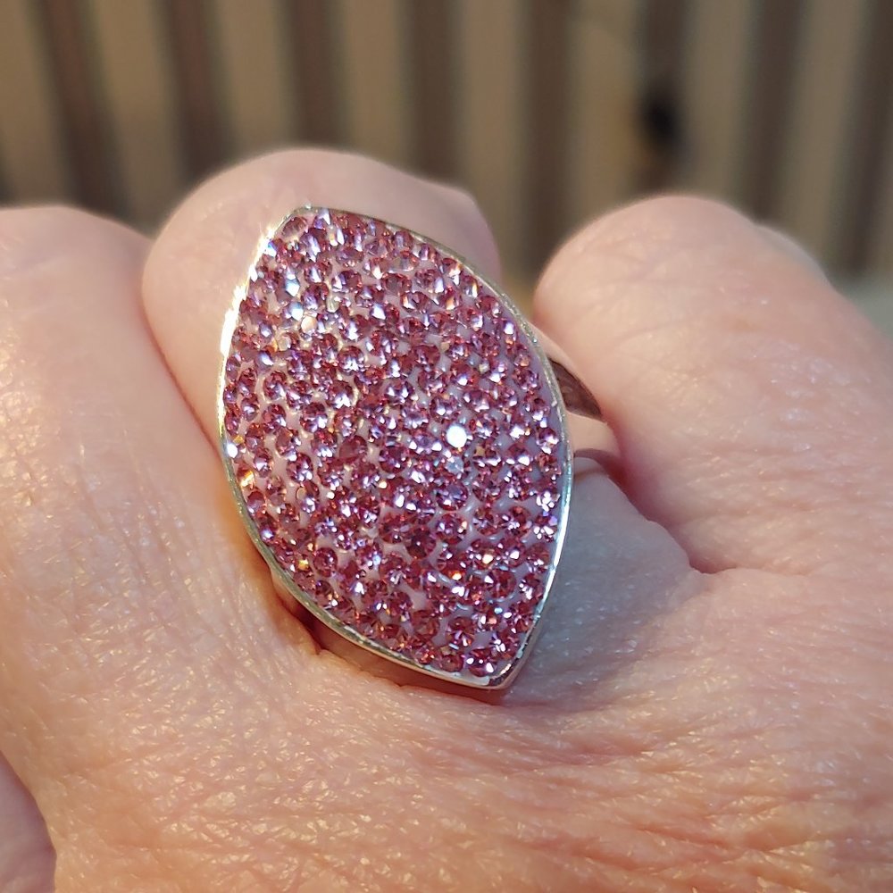 Ring with Pink Swarovski Crystals